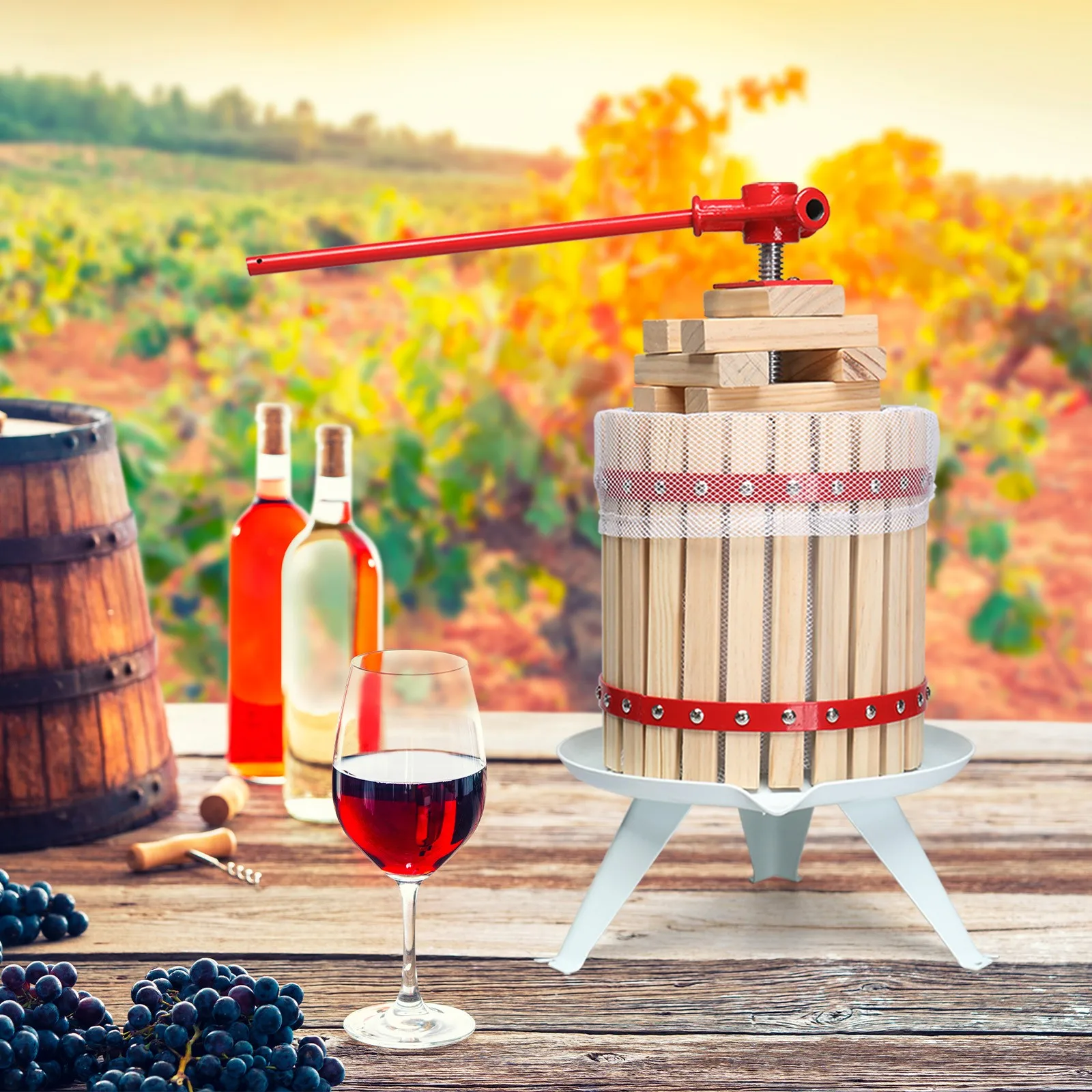 

3.17 Gallon Fruit Wine Press Cider Grape Crusher Manual Juice Maker for Kitchen