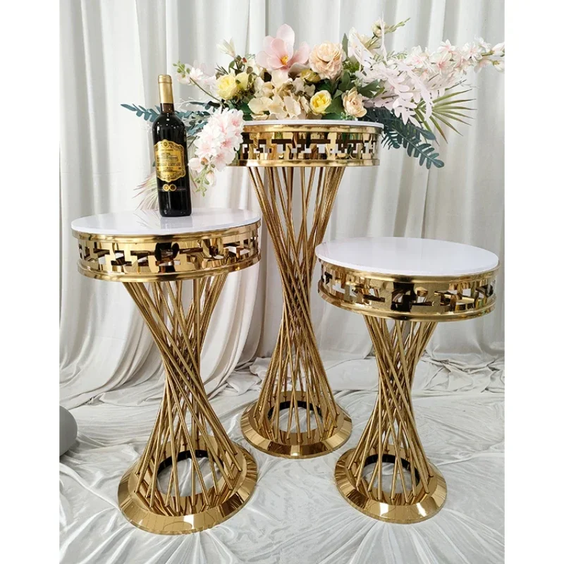 

Best Seller FirstWedding Decoration Round Cake Stand Coffee Table Stainless Steel Gold Plinths Flower Stand