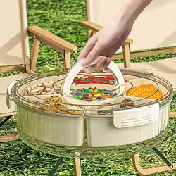 Rotating snack tray with lid and handle - Multi layer fruit and vegetable tray, durable PP material - suitable for corn tortilla