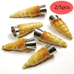 2/5PCS Conical Tube Cone Roll Moulds Spiral Croissants Molds Cream Horn Mould Pastry Mold Cookie Dessert Kitchen Baking Tool