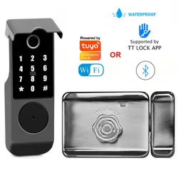 Waterproof Tuya Wifi OR TTLOCK Bluetooth Smart Electronic Lock Biometric Fingerprint Digital Lock For Street Gate Garden Door