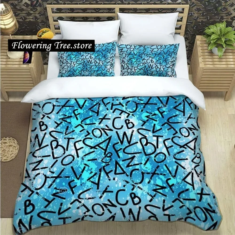 Beautiful Letter Pattern Sheet Quilt Covers Bedding Dormitory Sheets Three-piece Bedding Set Three-piece Soft Warm Bedding Set