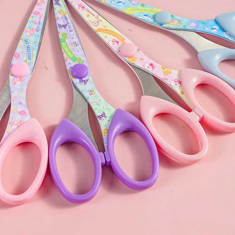 4/12pcs Sanrio Printing Scissors Kuromi Cinnamoroll Hello Kitty Student Handmade Tool Stationery Scissors School Office Supplies