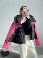 Winter Warm Patchwork Parkas Women Y2K Fashion Loose Hooded Crop Puffer Jacket Korean Streetwear Thick Zipper Fluffy Down Coats 5