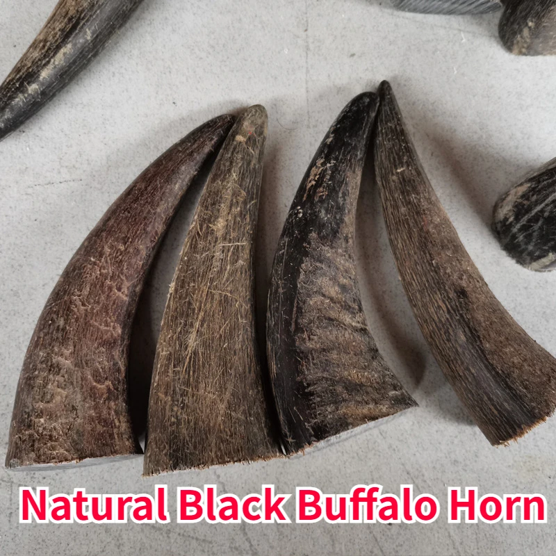 Natural Black Buffalo Horn Pointed Full Solid Raw Material DIY Handicrafts Carving Stamp,Knife Handle,Hand String,Buddha Bead