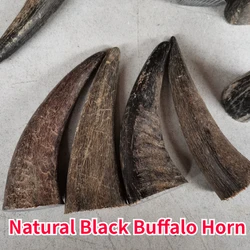 Natural Black Buffalo Horn Pointed Full Solid Raw Material DIY Handicrafts Carving Stamp,Knife Handle,Hand String,Buddha Bead