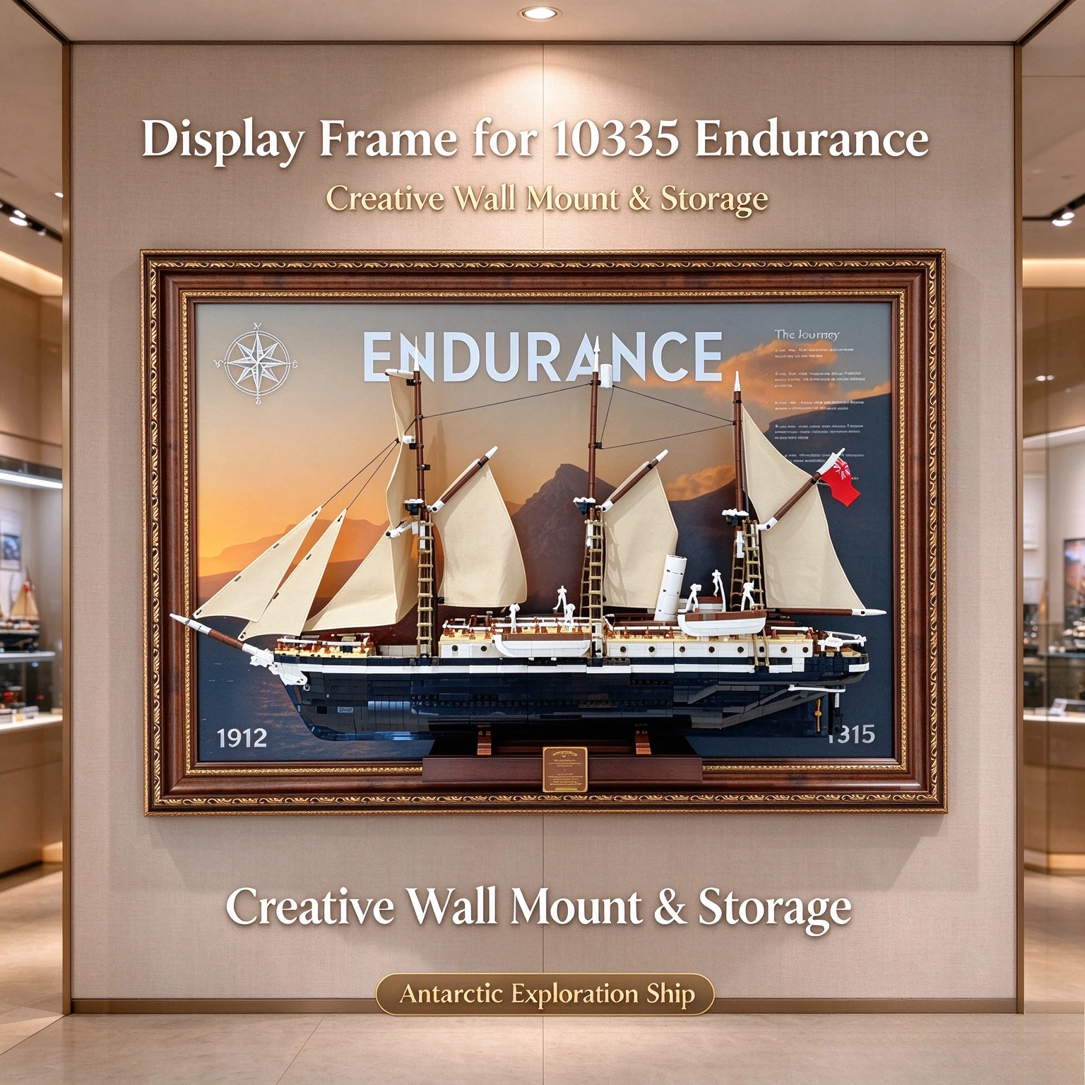 Wall Mount Display Frame For 10335 The Endurance Antarctic Exploration Ship, Creative Wall Hanging Storage Photo Frame
