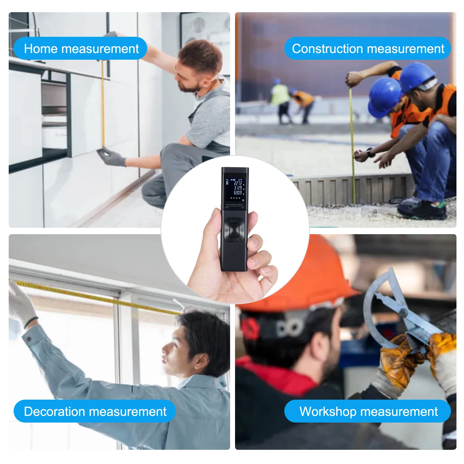 3in1 مقياس مسافات الليزر زاوية قياس عبر خط مستوى الليزر قابلة للشحن الميل مستشعر زاوية كهربائية مع شاشة LCD بإضاءة خلفية #4