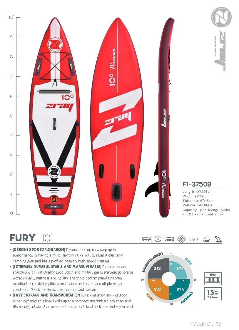 JILONG 2021 New design ZRAY F2 34082 Stand Up Paddle surfing board Touring Fury 11ft boards Inflatable SUP with Double Chamber