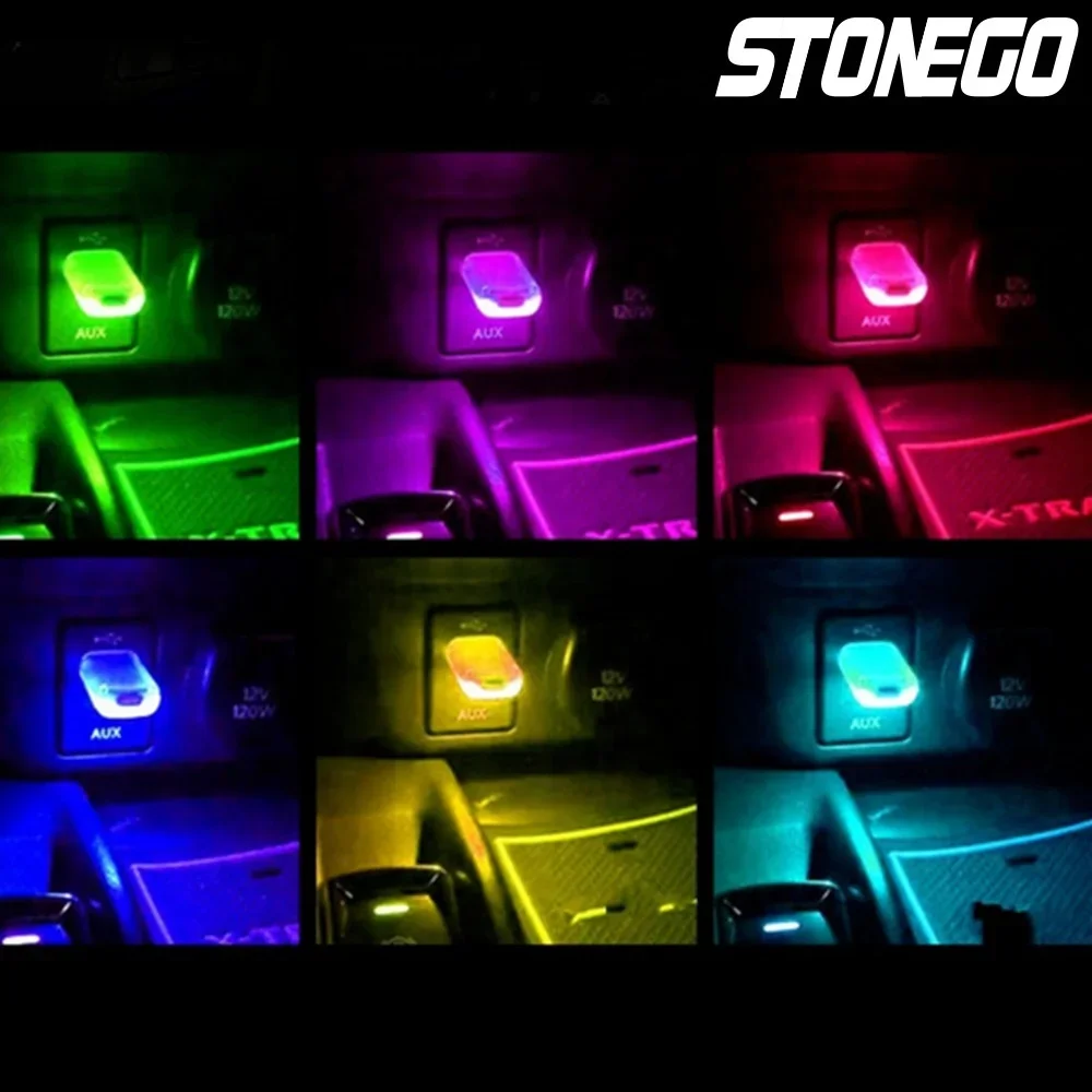 الملونة رومانسية 5 فولت LED سيارة USB جو مصباح الزخرفية المحيطة ضوء للسيارات الداخلية سطح المكتب جدار ديكور