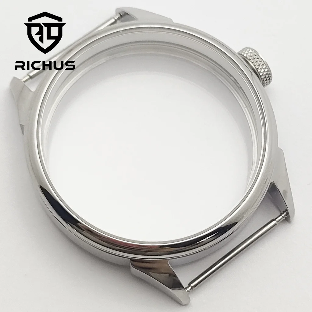 RICHUS ETA6497 Case 42mm Silver Watch Case Fit ETA6497 6498 ST3600 ST3620 ST36 Movement