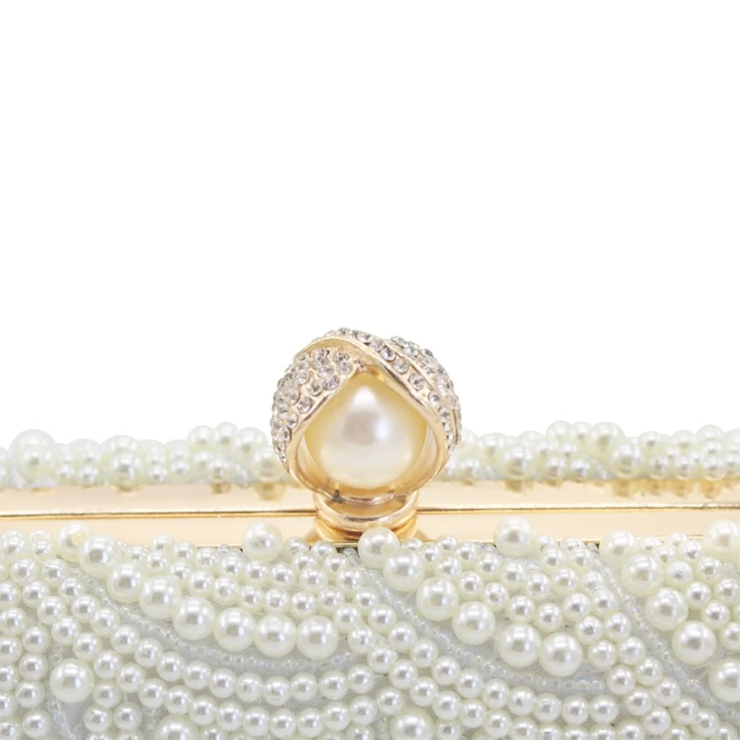 New Design Pearls Studded Women Bridal Square Clutch Bag One Shoulder Bag Handbag Banquet Bag for Formal Prom Occasions Party image 6