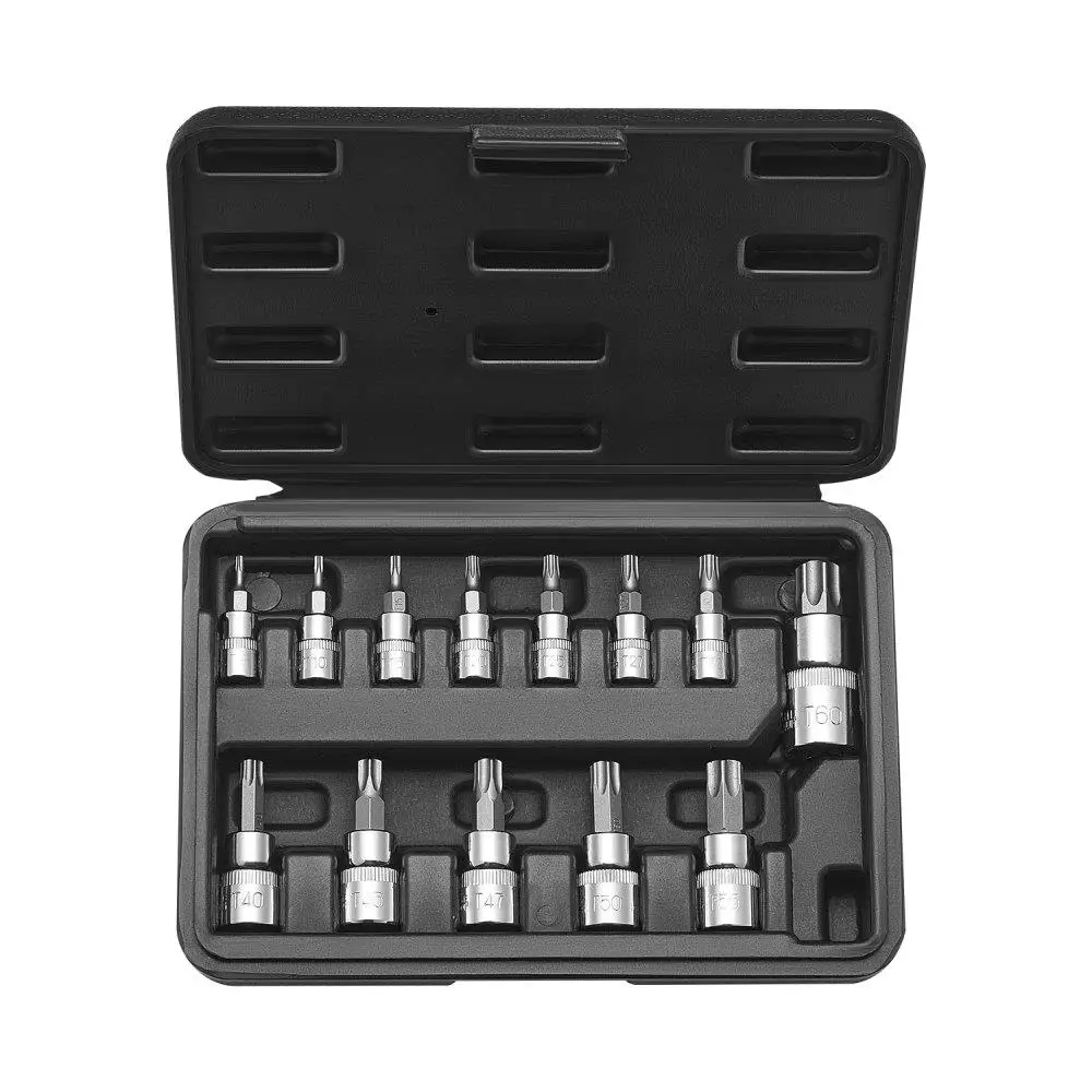 

13Piece Torx Bit Socket Set T8 to T60 S2 Alloy Steel CrV Steel Tool Kit for Mechanic Repair