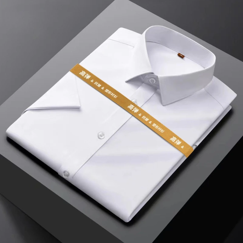 Anti-Wrinkle Short Sleeve Shirts for Men Causal Easy Care Blue black gray White Work Shirt Men Short Sleeve Camisa Social