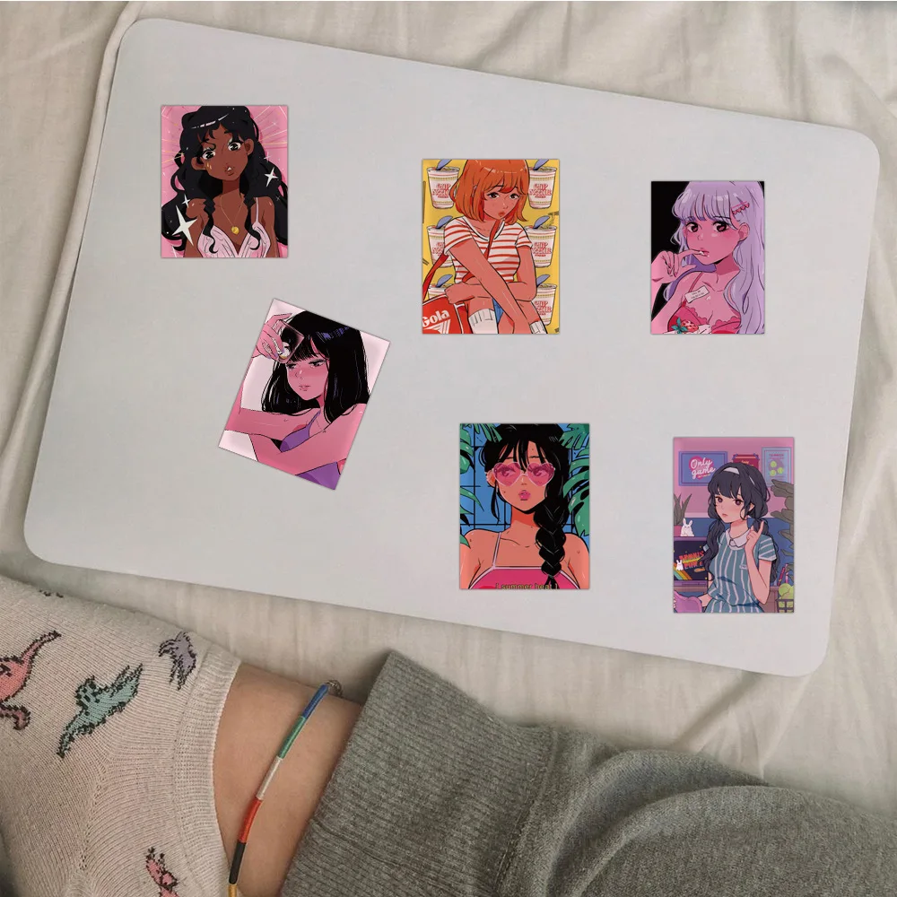 สติกเกอร์สาวน่ารัก 50 ชิ้น สติกเกอร์การ์ตูนสาว สไตล์อนิเมะ สำหรับตกแต่งตู้เย็น กระเป๋าเดินทาง แล็ปท็อป กีตาร์ รถยนต์ จักรยาน สเก็ตบอร์ด