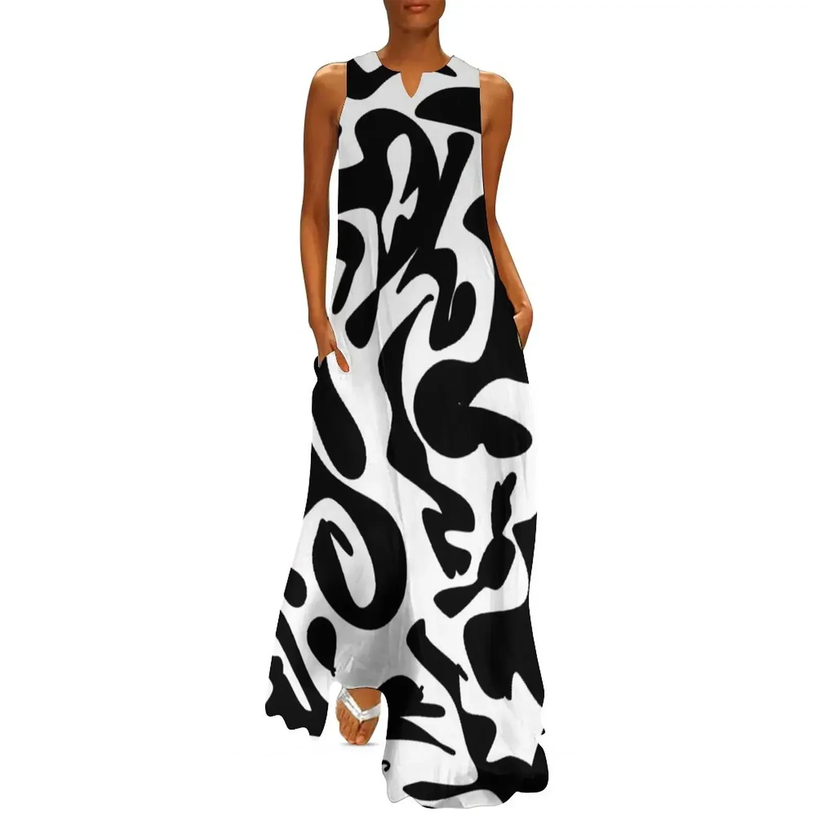 

Black and white pattern Long Dress luxury evening dress woman for wedding summer clothes Casual dresses Women's dress