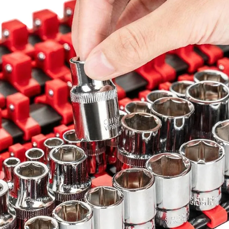 

360° Rotation Mountable Socket Brackets Anti-drop Ball Spring Socket Freely Adjustable Snap Rail Rack Tools Repair Organizer