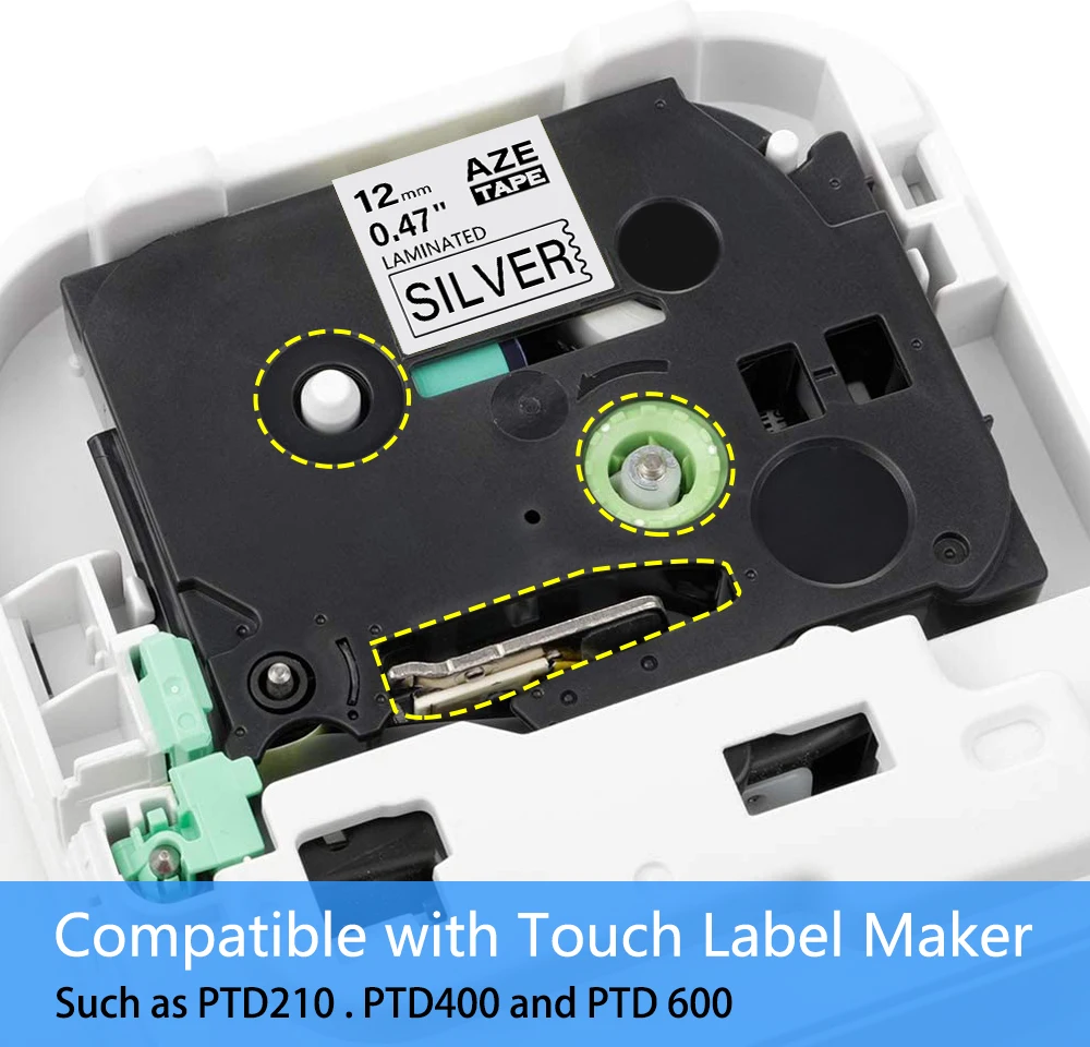 5PK Label Tape Laminated Black on Silver Compatible Brother TZe-931 12mm Label Cartridge Cassette for P-Touch PT-1000 PT-H101C