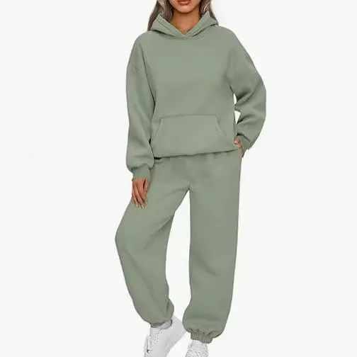 Autumn Winter Hooded Sweatshirt Pants Set Women's Casual Sportswear