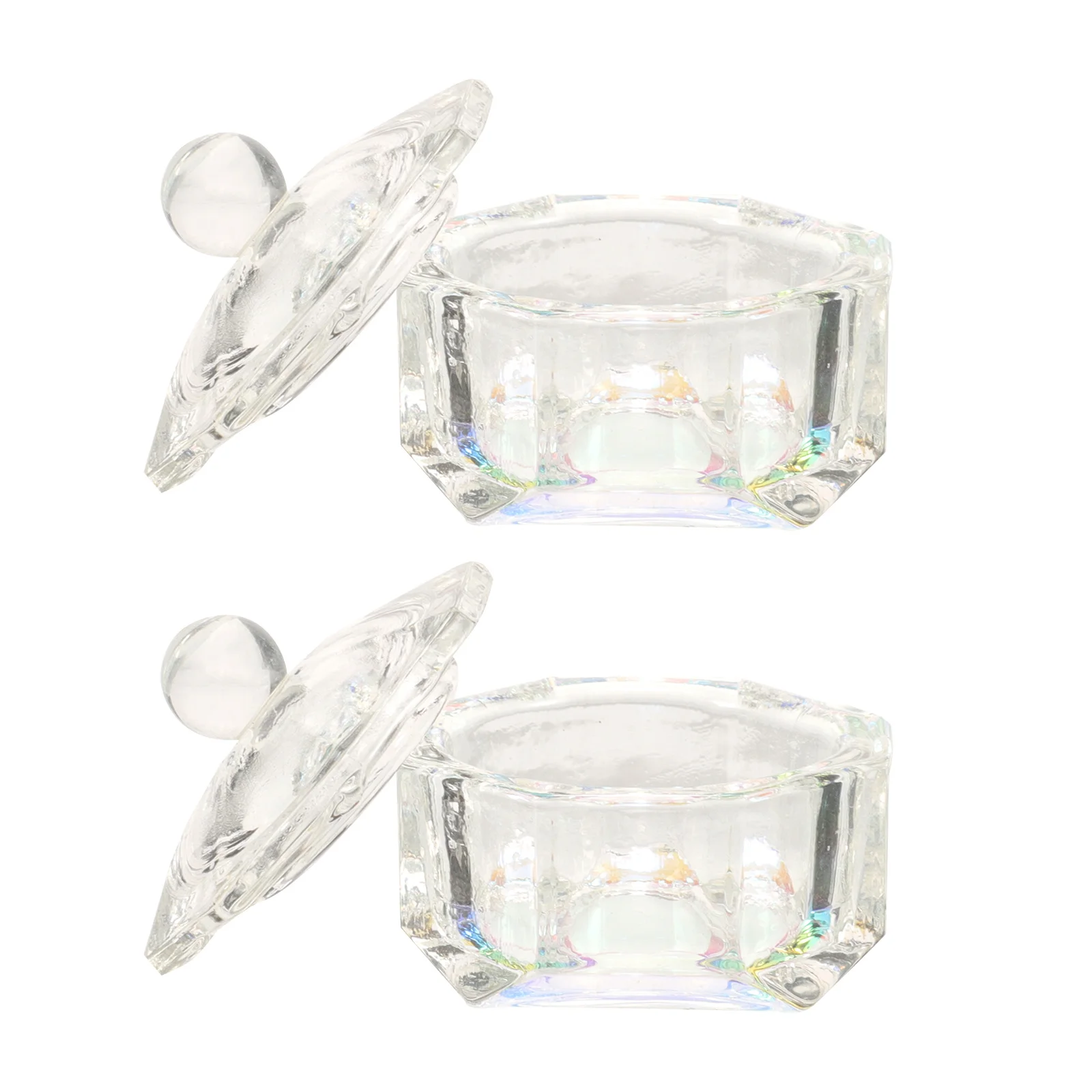 2 pçs manicure prego prato copos de vidro dappen prato para acrílico líquido pó titular durável prático acrílico suprimentos para unhas