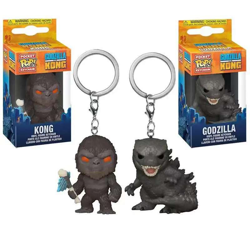 Hot-selling Godzilla vs Kong 2 Keychain - Mini Godzilla LED Light-up Pendant Titan Monster Themed Metal Key Ring Gift for Fans