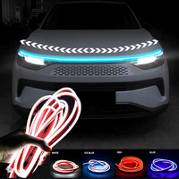 12V Car LED Daytime Running Light Scan Starting Car Hood Light Strip 1.5m/1.8m/2m/2.2m/2.4m Waterproof Auto Decorative Neon Lamp