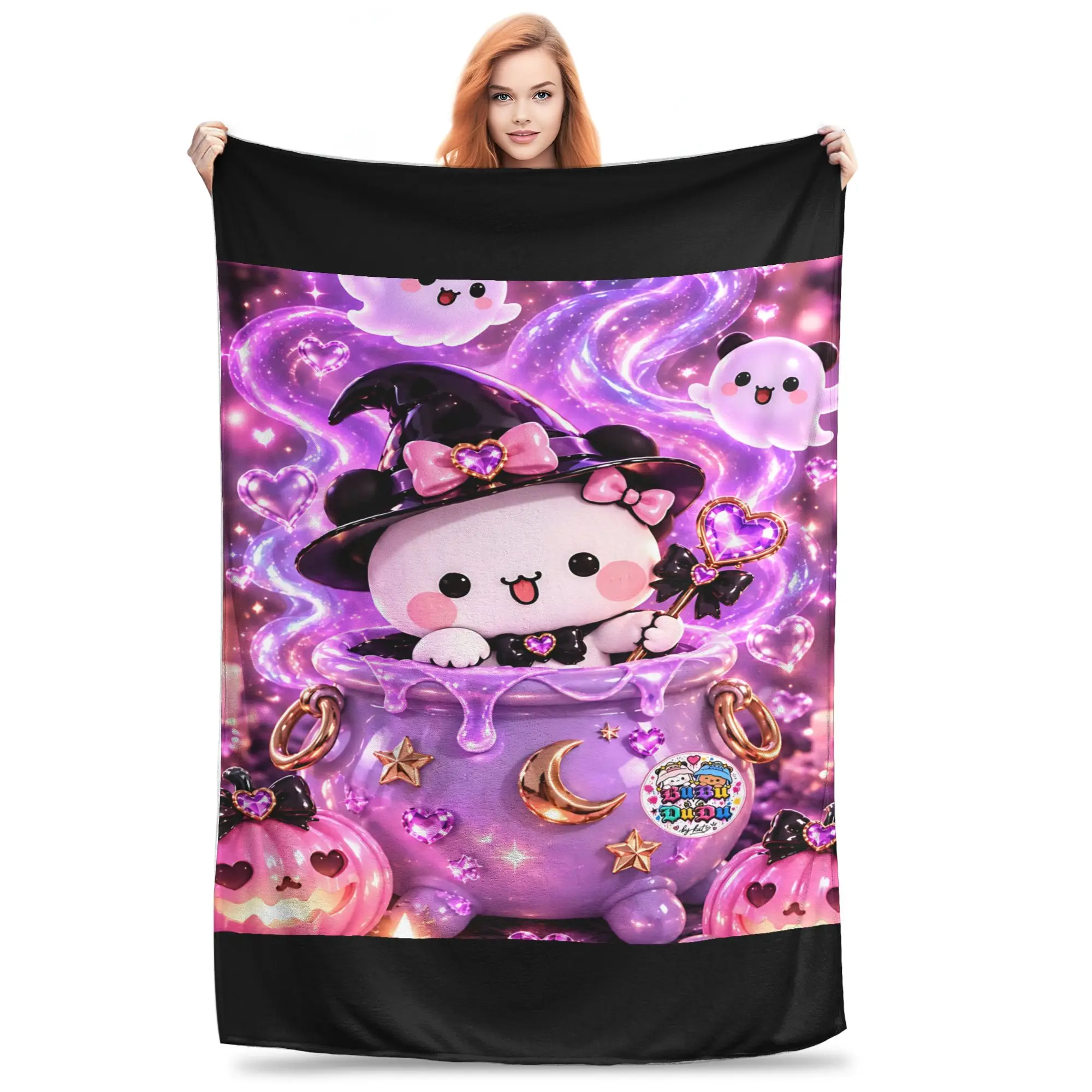 1PC Home Cute Spooky Blanket Throw Blanket  Novelty Warm Blanket All Season Gift for Happy Halloween Give Thanks