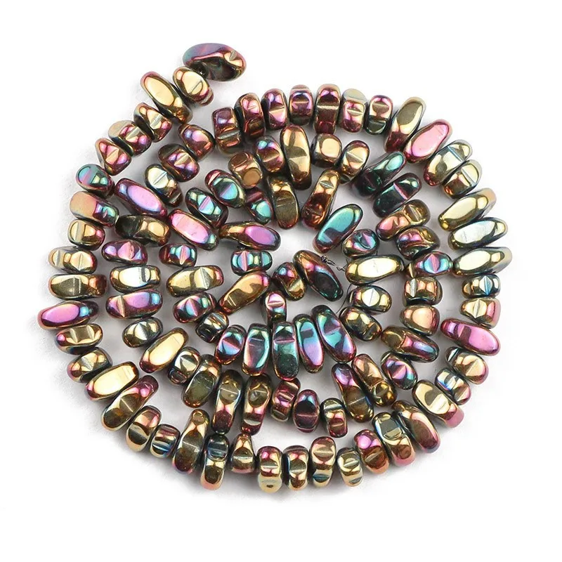 4–8 mm schwarze Gallensteine-förmige Perlen, plattiert, farbiges schwarzes Erz, verstreute Perlen, DIY-Armband, Halskette, Zubehör, Perlen im Großhandel – Detail 17