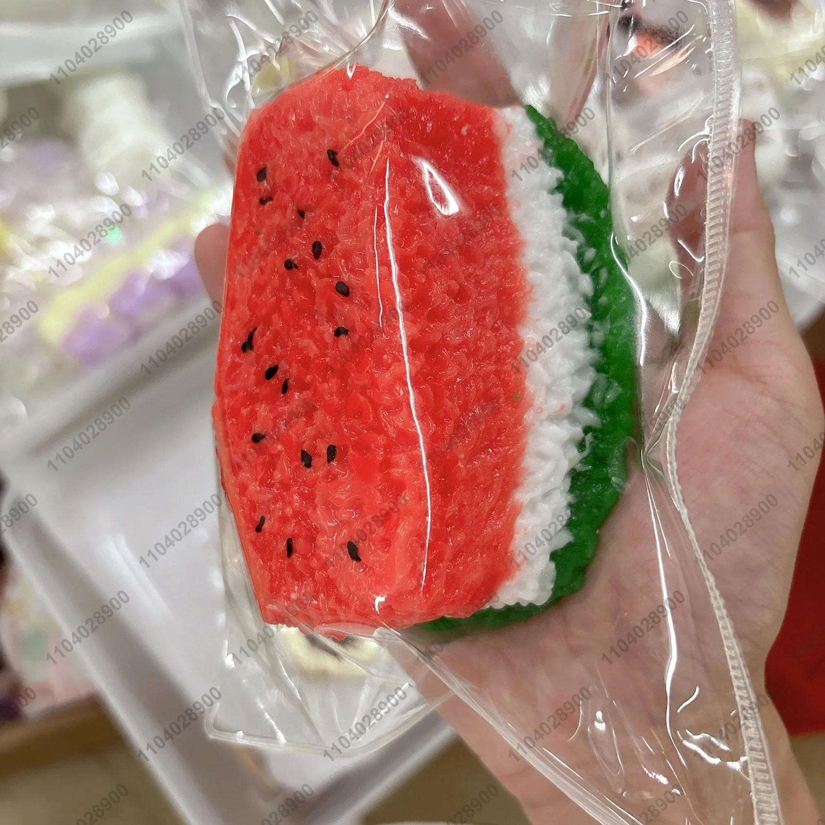 Watermelon Rice Cake Taba Squishy Watermelon Cake Pastry Silicone Squeeze Toy Release Stress Hand Relax Gift Toy