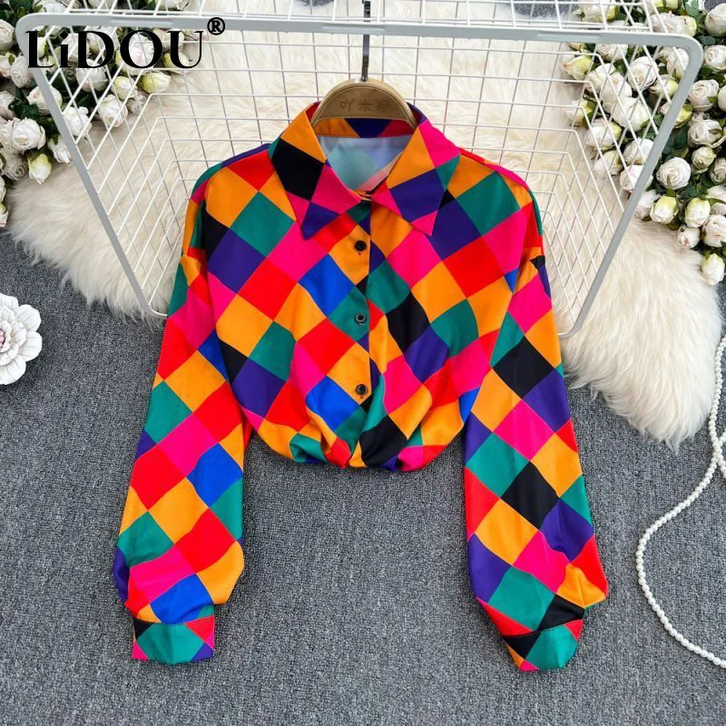 Spring Autumn Street Style Fashion Printing Shirt Ladies Harajuku Y2elegant Y2K Cardigan Casual Robe Femme Vintage All-match Top