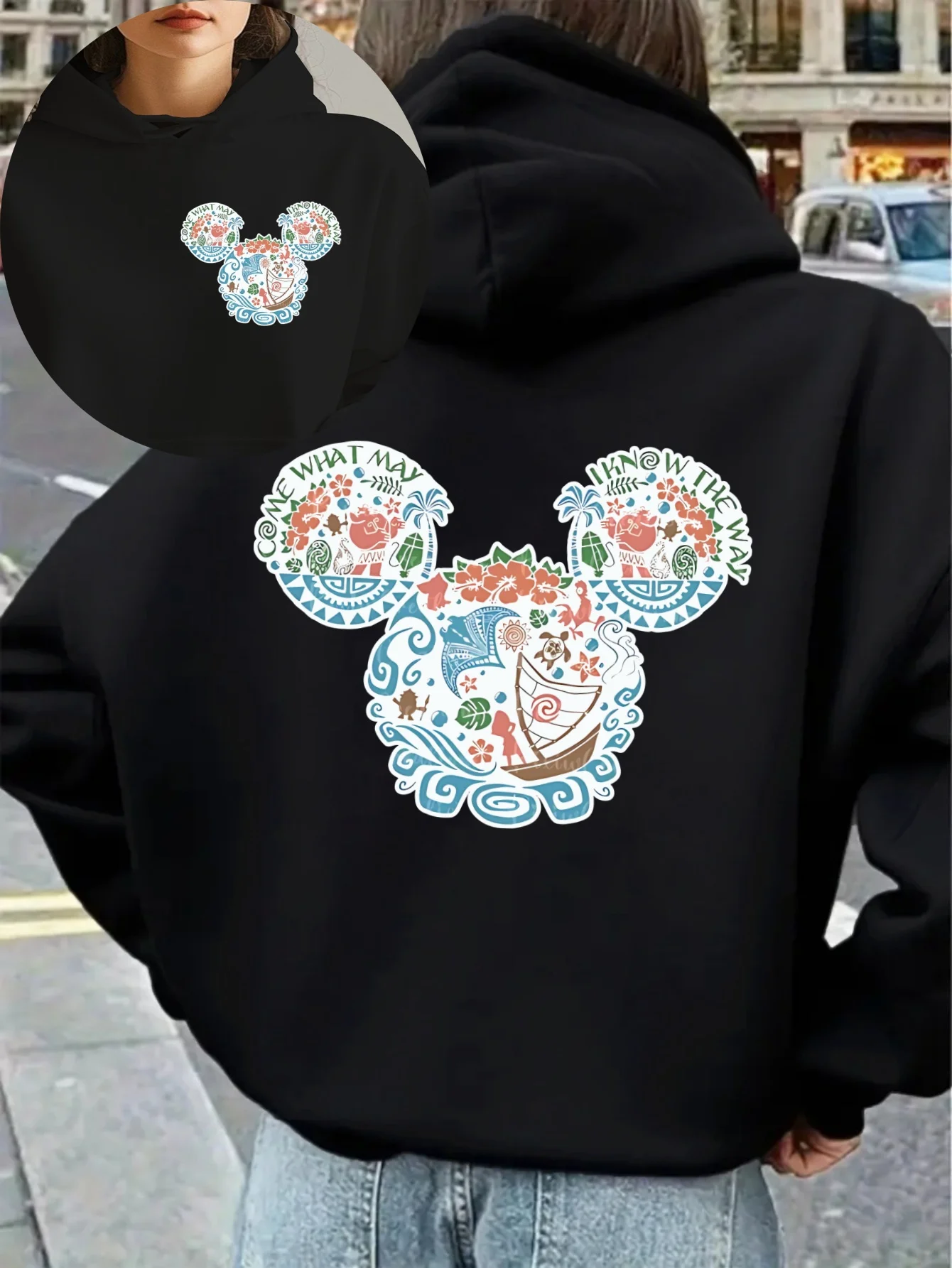 

Женская осенне-зимняя флисовая толстовка с капюшоном и рисунком Микки Мауса Диснея, уличная одежда унисекс, свободная повседневная одежда большого размера