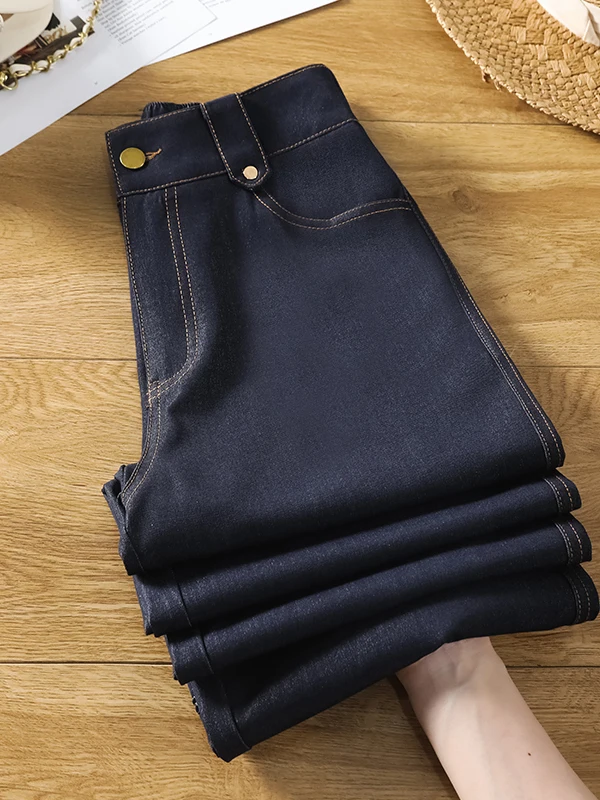 

Новые женские джинсы 2026 года больших размеров, повседневные, прямого кроя, укороченные (7/8), с высокой талией, для ежедневной носки