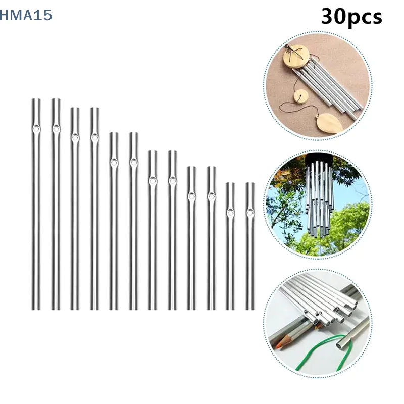 30Pcs Aluminum Tube DIY Wind Chime Material For Indoor Outdoor Decor & Crafts Multi-Size For Art & Handcrafts Wind Chime Parts