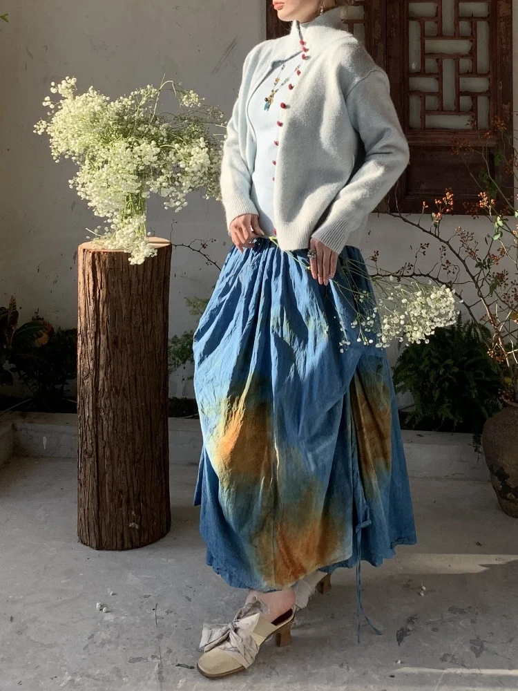 

Комплект Second Heareat: вязаный кардиган Peaco Blue и пышная юбка, ранневесенний модный женский ансамбль из смесового хлопка