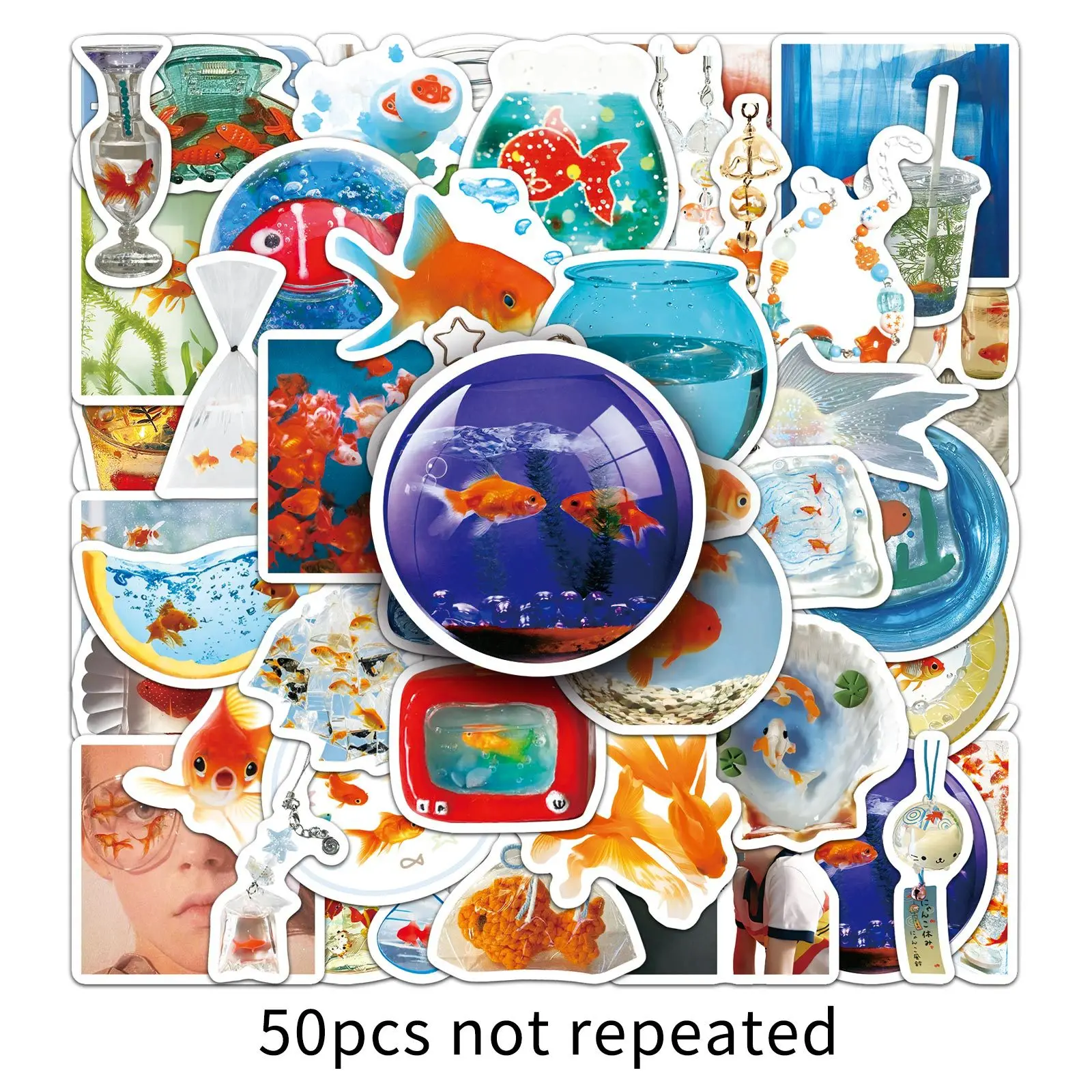 

10/30/50PCS Japanese Fresh Stickers Cartoon Goldfish Creative Decorative Doodle DIY Scooter Helmet Glasses Box Refrigerator