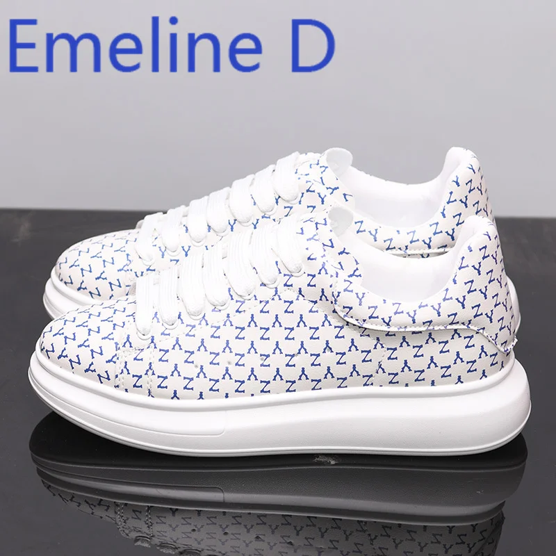 

Белые туфли в парном стиле. Модные и универсальные черно-белые повседневные спортивные туфли на толстой подошве с буквенным принтом и завязками.