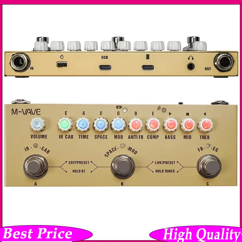 

M-VAVE Cube BABY Rechargeable Multi Effects Pedal for Electric Acoustic Guitar Recording Audio Interface Function Guitar Pedal