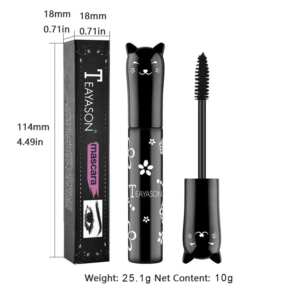 6-kleuren Kitten Mascara Waterdicht Sneldrogend Curling Dikke wimpers Zijdevezelborstel Verlenging Kleurrijke Mascara Dames