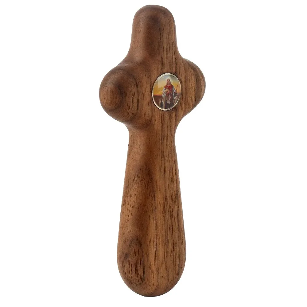

YOYAI Handheld Cross Wooden Pocket Cross, Mini Comfort Prayer Cross for Anxiety, Desktop Home Decoration Religious Gifts