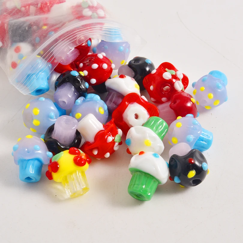 10/20/30pcs Personality Mini Colorful Hand-Drawn Beads Turkey Evil Eye Mushroom Square Loving Charm Loose Beads DIY Crafts Gift
