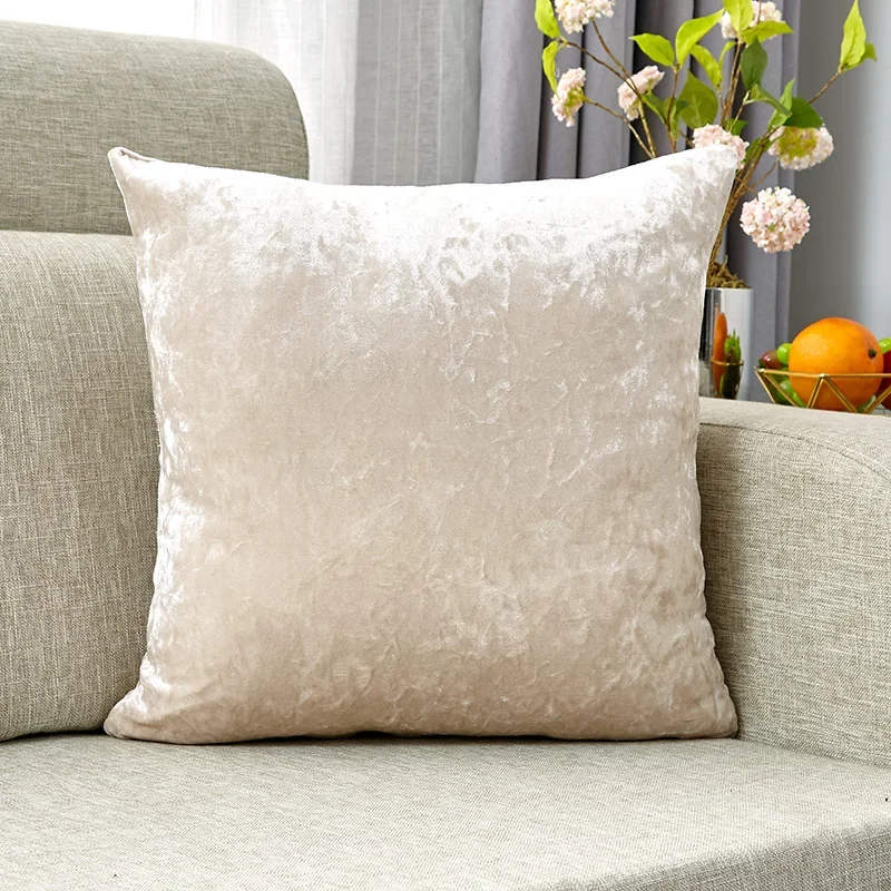 Crushed Velvet Decorative Pillows Soft Pillow cover for Sofa Living Room 45x45 Shiny Beige Decorative Kussenhoes Home Decor