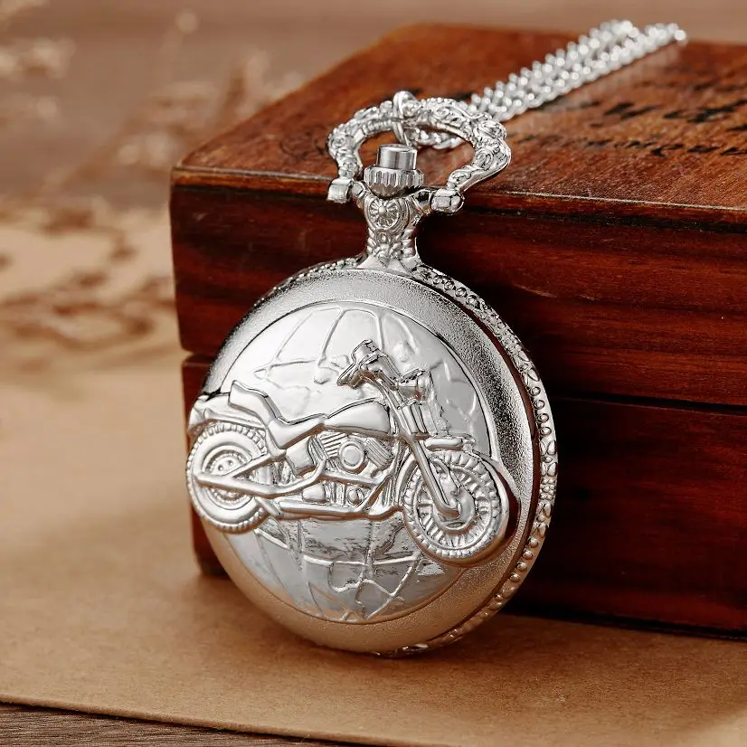 

Steampunk Antique Quartz Pocket Watches Motorcycle Cutout Men Women Necklace Chain Clock Pocket Fob Watch Best Gift 2023