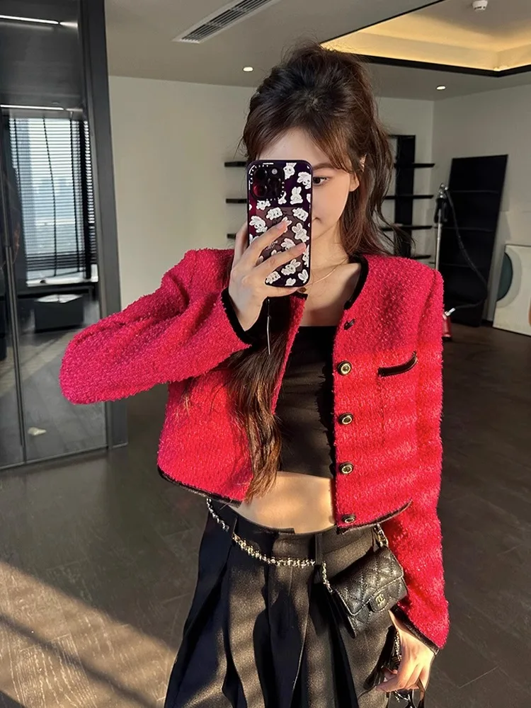 Ele Red ort Quilted Jaet Damska Moda Trend Wysoka Jakość Styl Uliczny Jesień Nowości Odzież Wierzchnia Damska