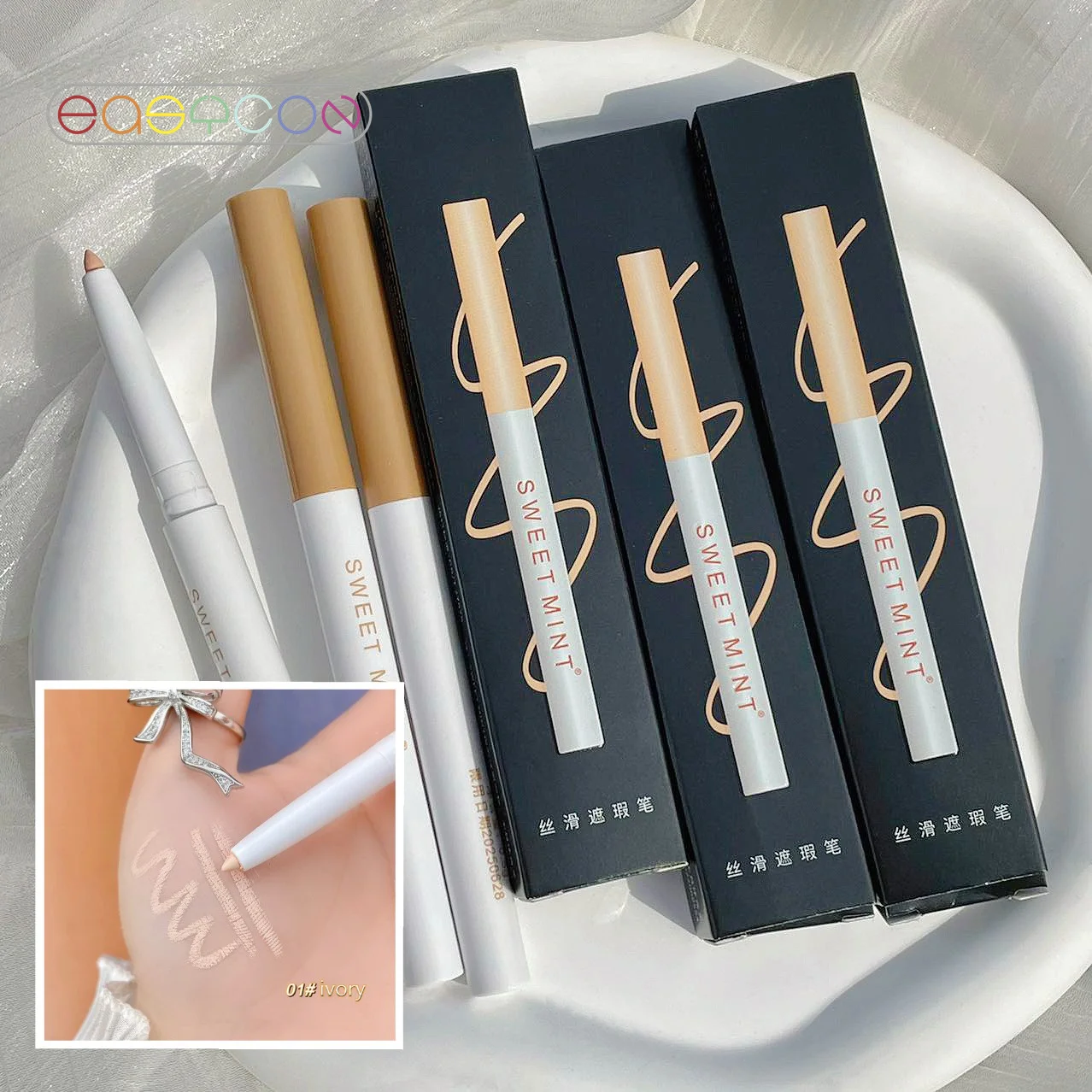 3Color Concealer Pen Cream Foundation Full Cover Face Dark Eye Circle Contour Stick Waterproof Anti-sweat Wearing Makeup Tools