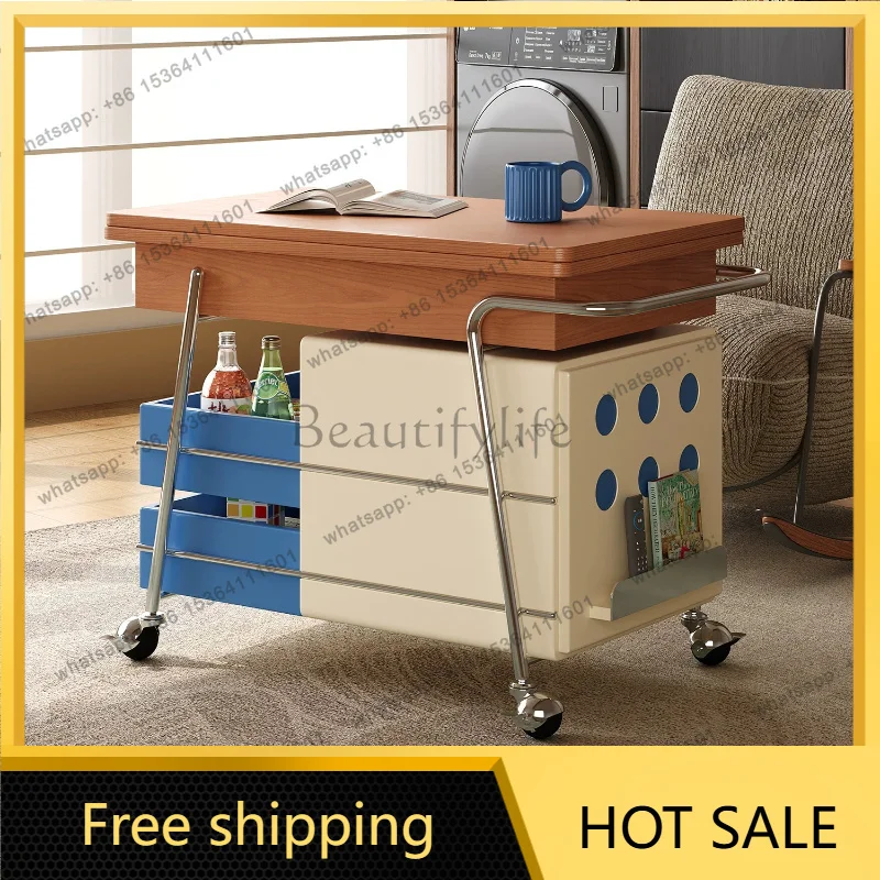 XX. Folding edge small apartment lifting living room movable cart