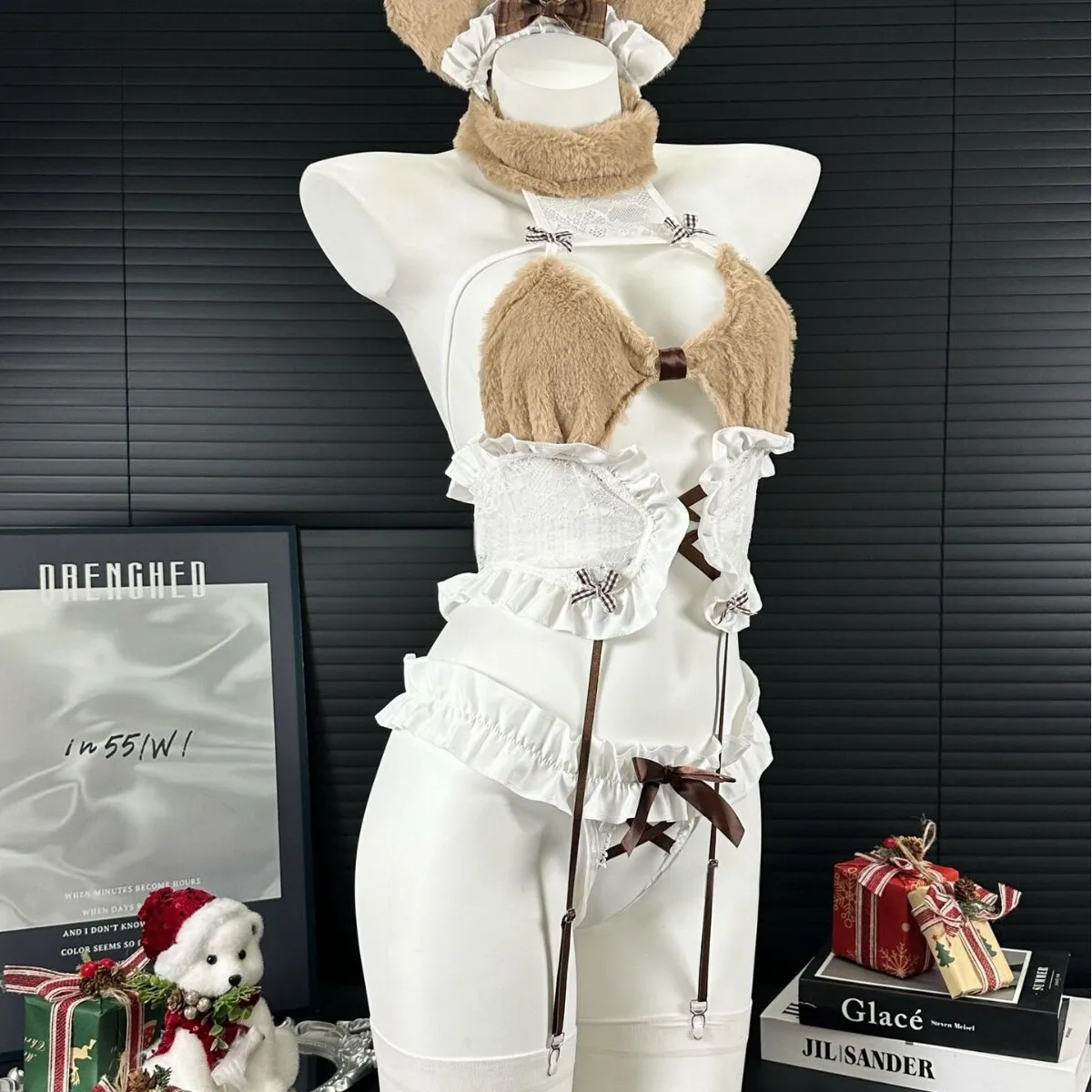 Sexy Cute Plush Bear bodysuits Sexy And Alluring With Garter Sexy Sleepwear For Female bodysuits charming nightclub style ZTA7