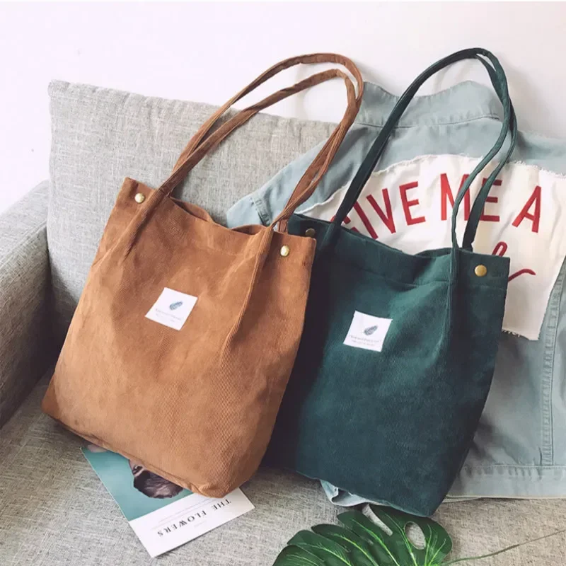 Bags for Women 2024 Corduroy Shoulder Bag Reusable Shopping Bags Casual Tote Female Handbag for A Certain Number of Dropshipping