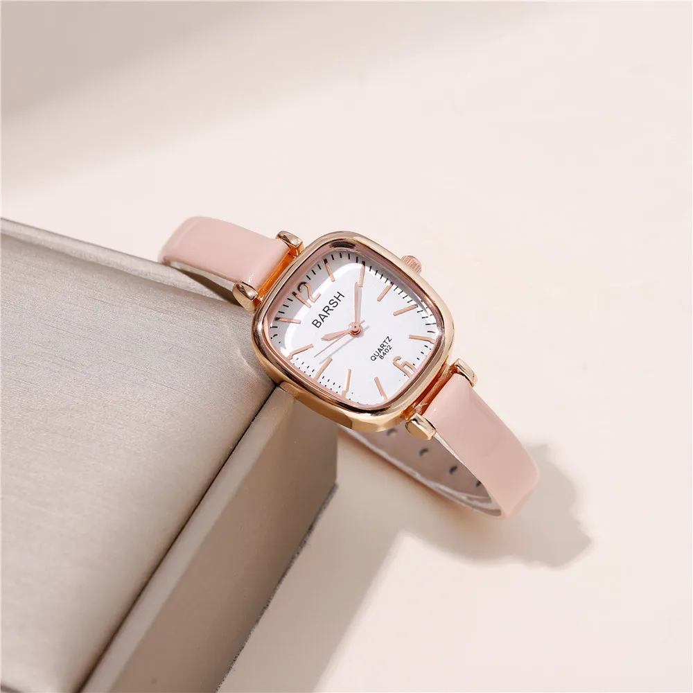 심플한 사다리꼴 다이얼 쿼츠 PU 가죽 여성 캐주얼 시계