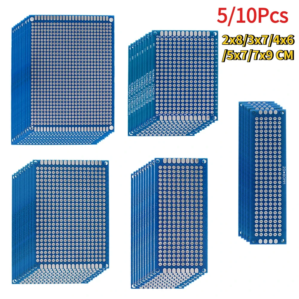 5/10PCS PCB Board Prototype Board Double Sided Blue 2x8cm 3x7cm 4x6cm 5x7cm 7x9cm Circuit Boards for DIY Electronic Soldering