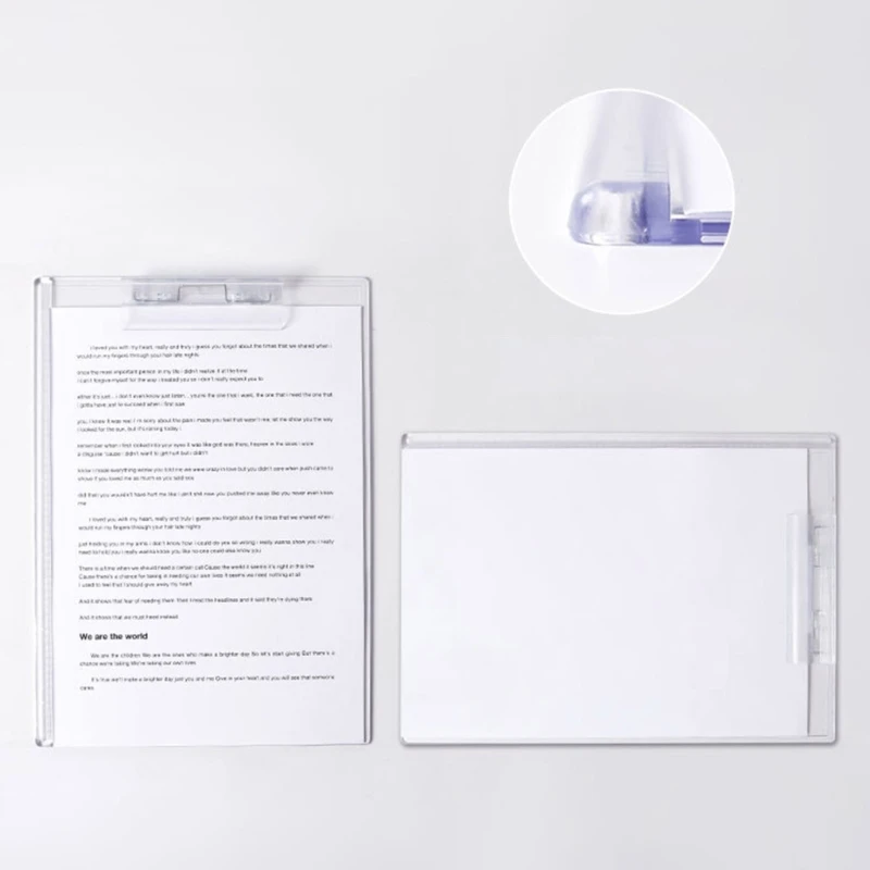 Clipboard Acrylic Transparent Clipboard Paper Holder Writing Board with Clip for Memos Form Document H8WD